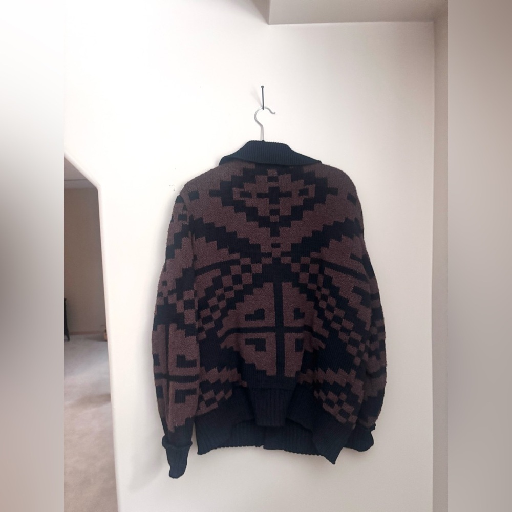 BANANA REPUBLIC | Coronado Jacquard brown cardigan | size large - Picture 6 of 6